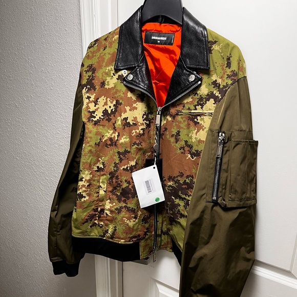 D squared moto leather and camo jacket - Picture 1 of 9